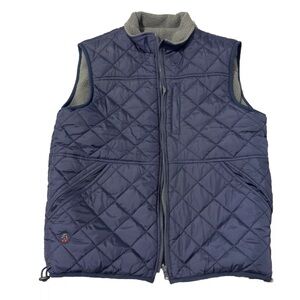 SOUTHERN PROPER Vest Medium Reversible Blue Gray Quilted Fleece W/Logo